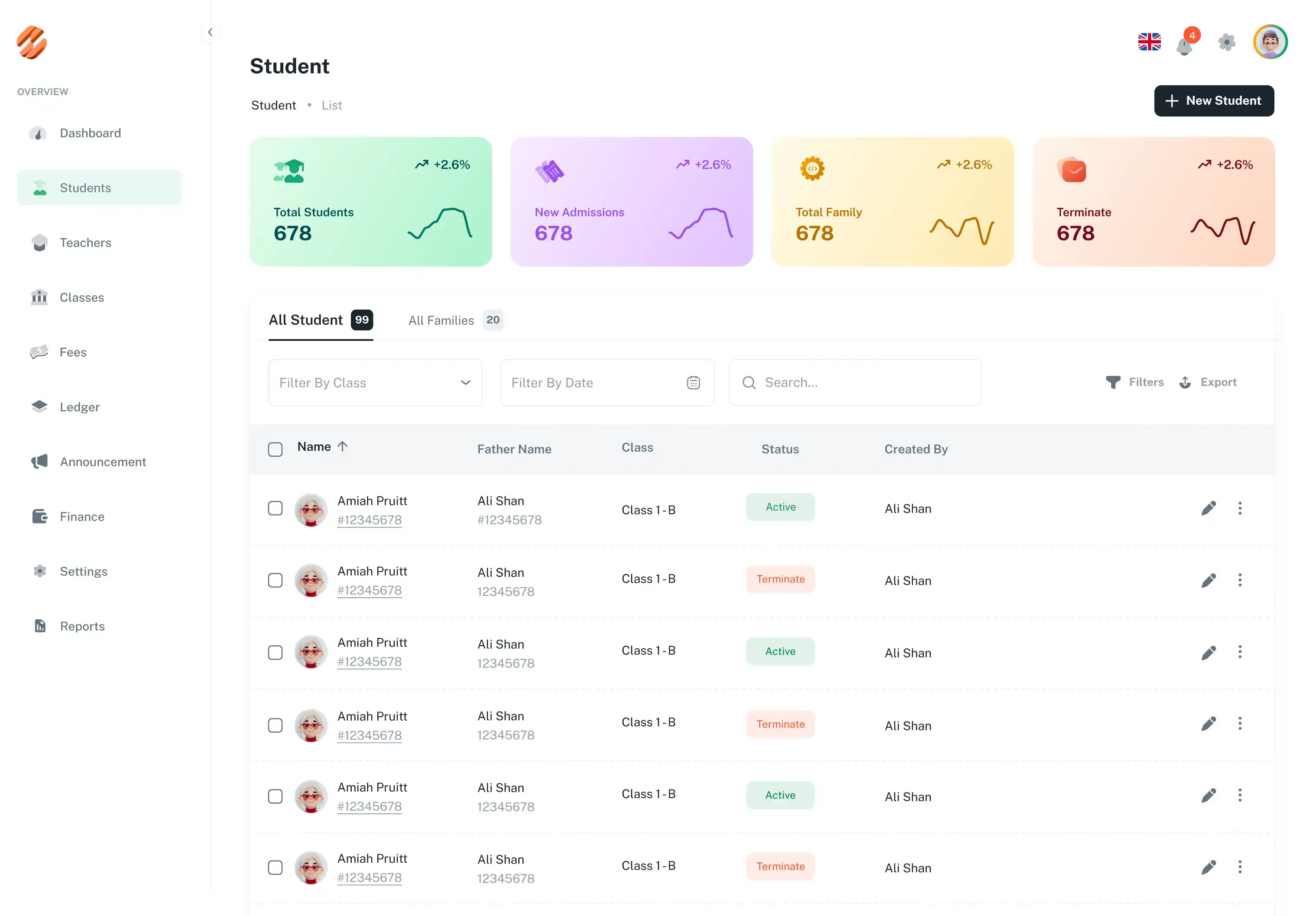 Schooliee student directory preview with illustrative records